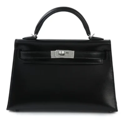 Hermès Mini Kelly II Black Box Calfskin Palladium Hardware