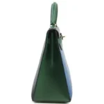 Hermès Vintage 1991 Kelly 32 Green/Black/Blue Courchevel Gold Hardware Lushentic Bags