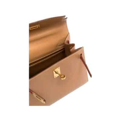 Hermès Vintage 1994 Mini Kelly 20 Beige and Wine Red Courchevel Gold Hardware