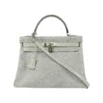 Hermès 2000 Kelly 32 Black and White Buffalo Silver Hardware