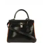 Hermès 2006 Kelly 25 Black and Orange Togo Palladium Hardware