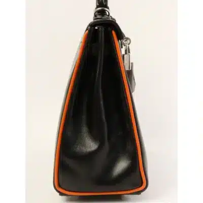 Hermès 2006 Kelly 25 Black and Orange Togo Palladium Hardware