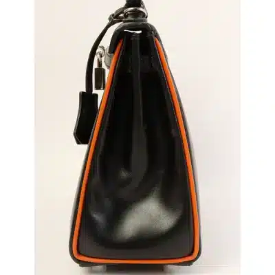 Hermès 2006 Kelly 25 Black and Orange Togo Palladium Hardware