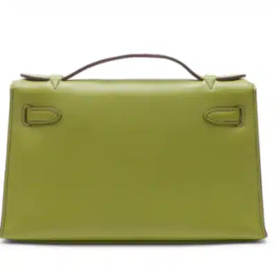 Hermès 2007 Kelly Pochette Vert Anis Swift Palladium Hardware Affordable