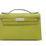 Hermès 2007 Kelly Pochette Vert Anis Swift Palladium Hardware Affordable