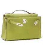 Hermès 2007 Kelly Pochette Vert Anis Swift Palladium Hardware Affordable