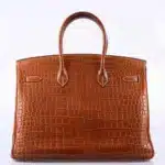 Hermès 2008 Birkin 35 Fauve Barenia Matte Porosus Crocodile Gold Hardware