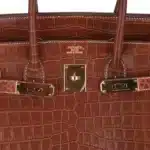 Hermès 2008 Birkin 35 Fauve Barenia Matte Porosus Crocodile Gold Hardware