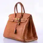 Hermès 2008 Birkin 35 Fauve Barenia Matte Porosus Crocodile Gold Hardware