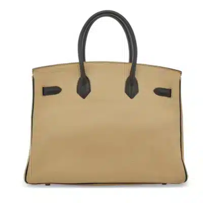 Hermès 2008 Custom Birkin 35 Beige And Black Clémence Palladium Hardware Luxury replica handbag