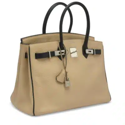 Hermès 2008 Custom Birkin 35 Beige And Black Clémence Palladium Hardware Luxury replica handbag