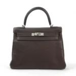 Hermès 2014 Kelly 28 Café Clemence Palladium Hardware Lushentic inspired bags