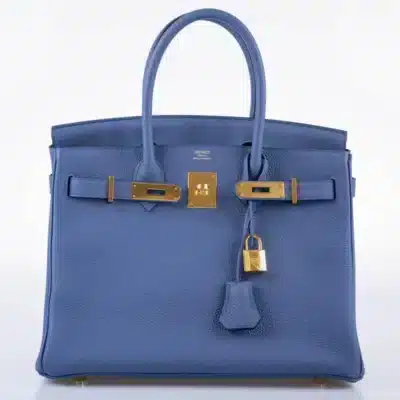 Hermès 2018 Birkin 30 Blue Brighton Clemence Gold Front2