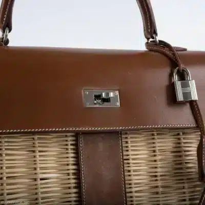 Hermès 2018 Kelly 35 Picnic Wicker & Barenia Palladium Hardware