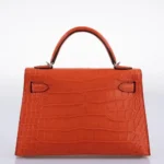 Hermès 2021 Mini Kelly 20 II Poppy Matte Alligator Mississippiensis Palladium Hardware