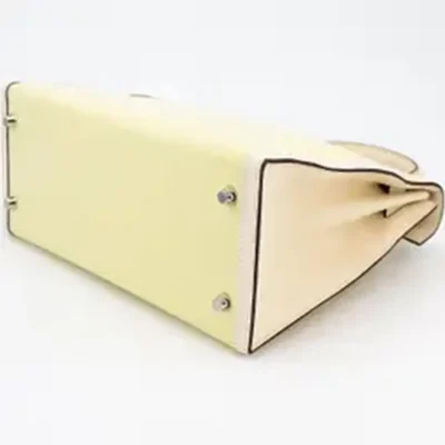 Hermès 2022 HSS Kelly 28 Sellier Jaune Citron/Nata Swift Canvas Palladium Hardware Replica Quality