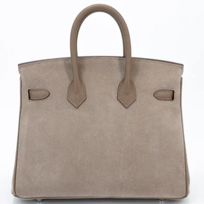 Hermès 2023 HSS Birkin 25 Etoupe Grizzly Doblis Suede & Swift Palladium Hardware Lushentic inspired bags