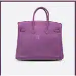 Hermès Kelly 35 Sellier Violet Shiny Porosus Crocodile Palladium Hardware