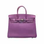 Hermès Kelly 35 Sellier Violet Shiny Porosus Crocodile Palladium Hardware