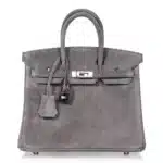 Hermès Birkin 25 Gris Fume Doblis Suede Palladium Hardware