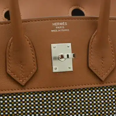 Hermès HSS Birkin 25 Noisette Swift & Cadrille Toile Silver Hardware Replica designer handbags