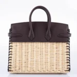 Hermès Rare Collectible Birkin 25 Picnic Rouge Osier Wicker & Swift Palladium Hardware Luxury replica handbags