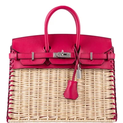 Hermès Birkin 25 Picnic Framboise Swift & Osier Wicker Palladium Hardware