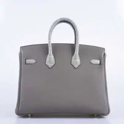 Hermès Birkin 25 Touch Gris Meyer And Gris Cement Matte Alligator Mississippiensis & Togo Palladium Hardware