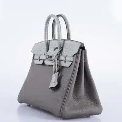 Hermès Birkin 25 Touch Gris Meyer And Gris Cement Matte Alligator Mississippiensis & Togo Palladium Hardware