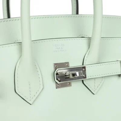 Hermès Birkin 25 Vert Fizz Swift logo