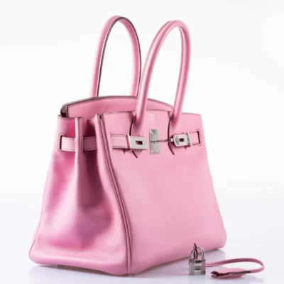 Hermès Birkin 30 Bubblegum Pink Swift Palladium Hardware Replica Designer Bags