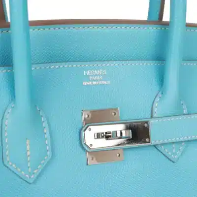 Hermès Birkin 30 Celeste Blue Epsom logo