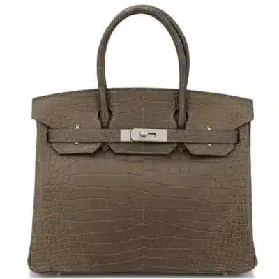 Hermès Birkin 30 Gris Elephant Shiny Niloticus Crocodile Palladium Hardware