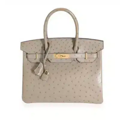 Hermès Birkin 30 Gris Tourterelle Ostrich Brushed Gold Hardware