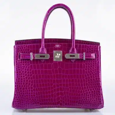 Hermès Birkin 30 Rose Pourpre Shiny Porosus Crocodile Palladium Hardware