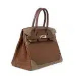 Hermès HSS Birkin 30 Tri-Color Marron/Etrusque/Mousse Ghillies Ostrich Permabrass Hardware