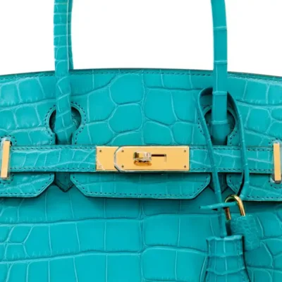 Hermès Birkin 30 Turquoise Matte Porosus Crocodile detail1