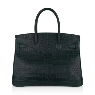 Hermès Birkin 30 Vert Fonce Matte Porosus Crocodile Gold Hardware