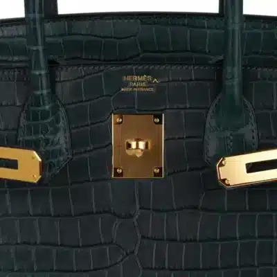 Hermes Birkin 30 Vert Fonce Matte Porosus Crocodile logo1