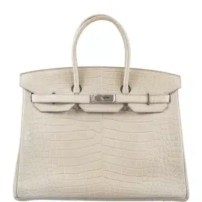 Hermès Birkin 35 Beton Matte Porosus Crocodile Palladium Hardware