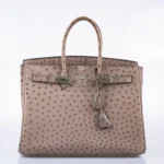 Hermès Rare Collectible Birkin 35 Gris Tourterelle Ostrich Palladium Hardware