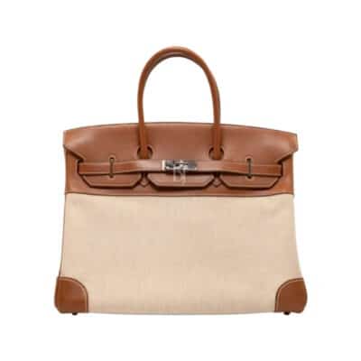 Hermes Birkin 35 Natural Toile & Barenia Palladium Hardware