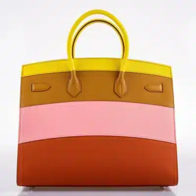 Hermès Limited Edition Birkin 35 Sellier "Sunrise" Rainbow Epsom Palladium Hardware