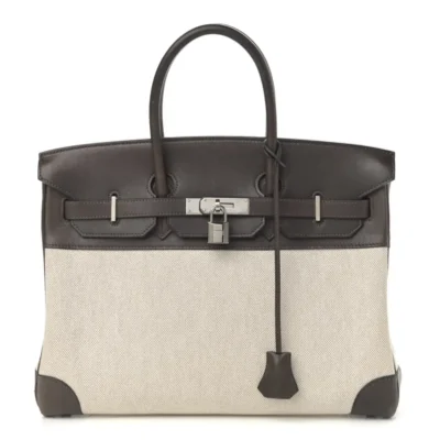 Hermès Birkin 40 Havane Matte Porosus Crocodile & Toile Brushed Palladium Hardware