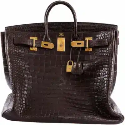 Hermès HAC Birkin 50 Ebene Porosus Crocodile Bronze Hardware