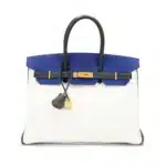 Hermès HSS 2002 Birkin 35 White/Bleu Electrique/Ardoise Epsom Brushed Gold Hardware