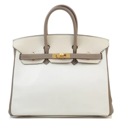 Hermès HSS 2014 Birkin 25 Etoupe/Parchemin/White Swift Brushed Gold Hardware