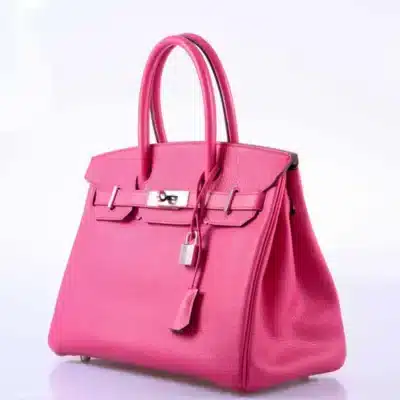 Hermès HSS 2014 Birkin 30 Shocking Rose and Etoupe Chevre Palladium Hardware