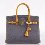 Hermès HSS 2020 Birkin 30 Gris Agate and Saffron Ostrich Gold Hardware