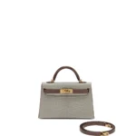 Hermès HSS 2021 Mini Kelly II 20 Gris Perle and Kraft Matte Alligator Mississippiensis Gold Hardware Replica inspired